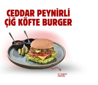 Ceddar peynirli Çiğ Köfte Burger