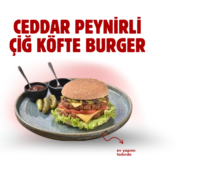Ceddar peynirli Çiğ Köfte Burger